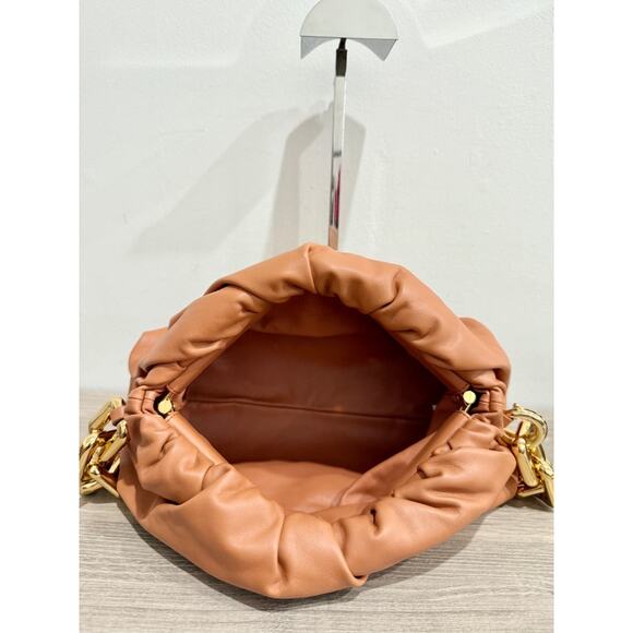 Bottega Veneta Leather Chunky Chain Pouch Shoulder Bag Cognac Brown/Gold - Picture 10 of 13